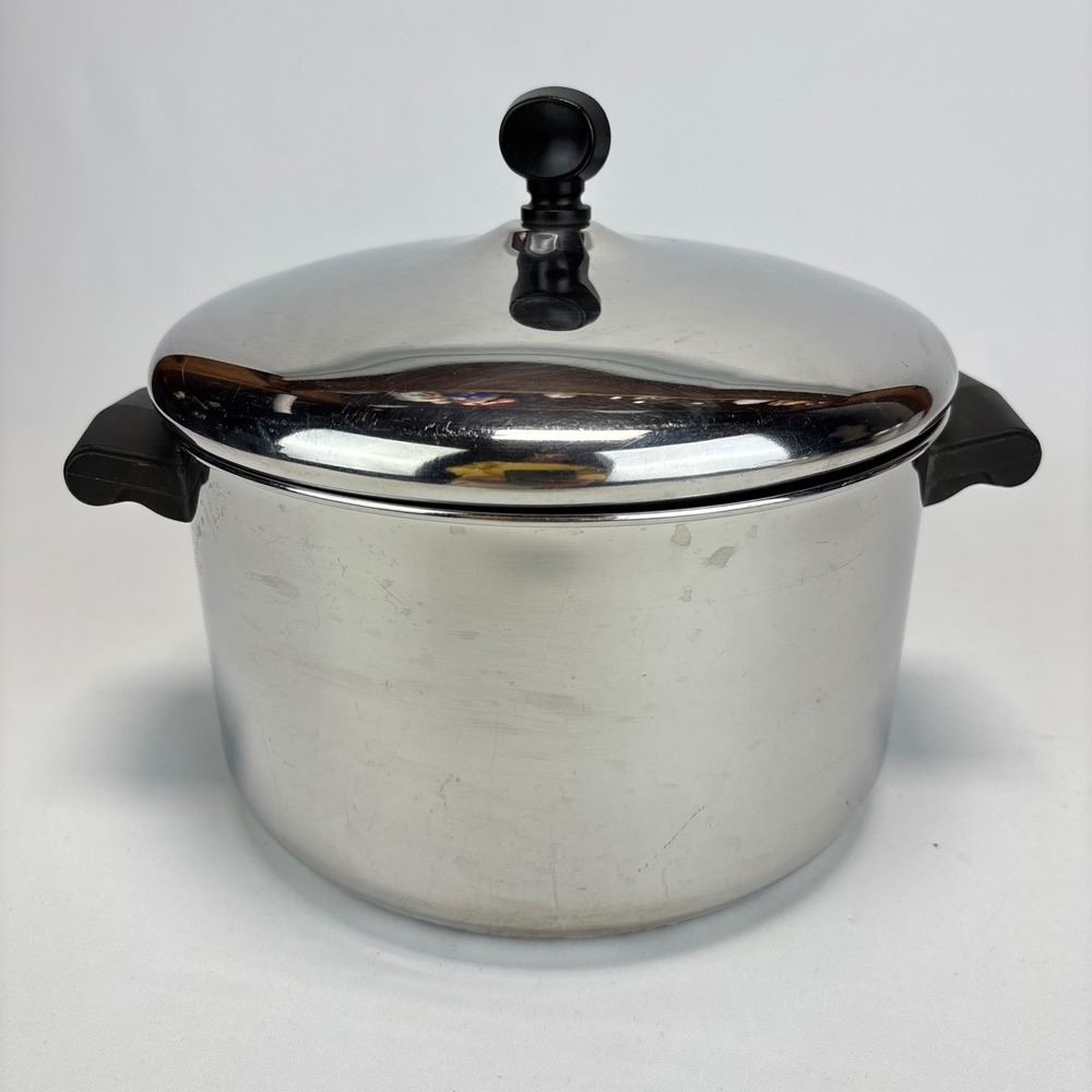 Farberware Stockpot 4QT VTG USA Silver Stainless Steel Aluminum Clad With Lid